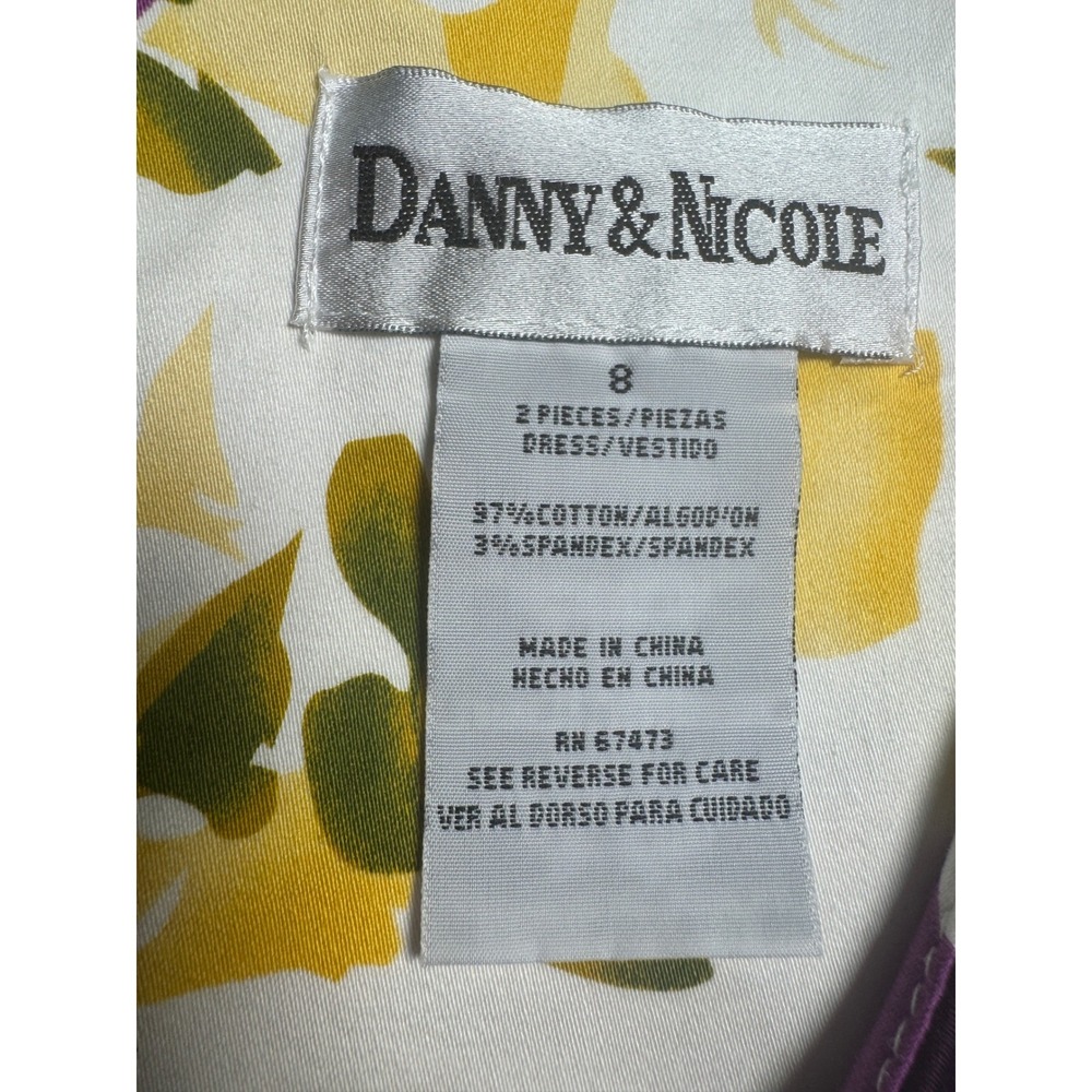 Danny & Nicole Womens Dress Size 8 Floral Sleeveless Sheath Cotton Blend Purple - Picture 7 of 8